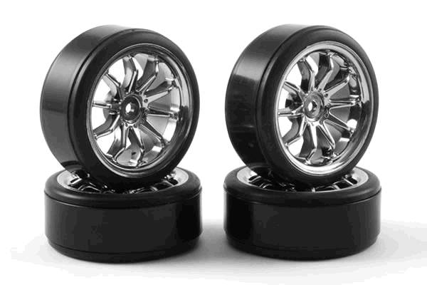 Колеса дрифт 1/10 - (10Spoke) 4шт - Chrome [ 10-Spoke Drift Whe